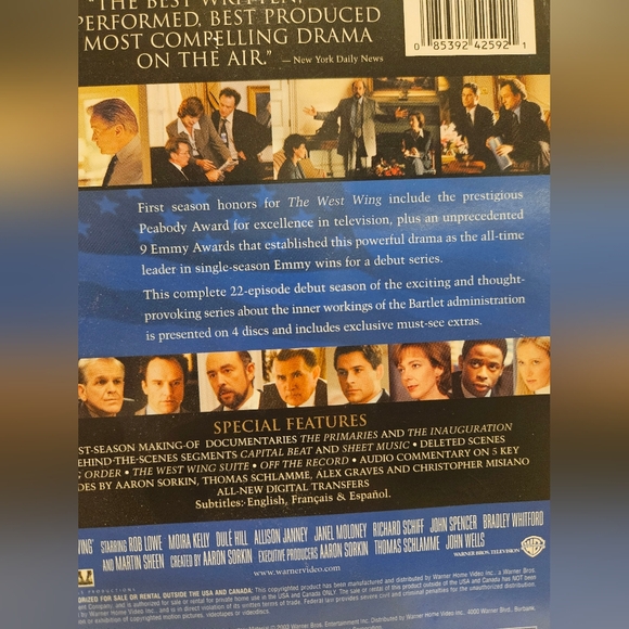 The West Wing The Complete First Season DVD 4-Disc 22 Episodes - Picture 4 of 4